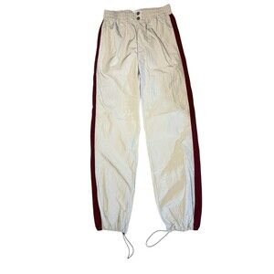 New Urban Outfitters Nylon Joggers Grey Red Side Stripe Drawstring Flaw XS
